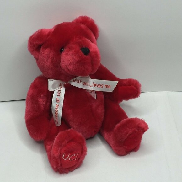 UC Irvine Someone At UCI Loves Me 10" Red Plush Teddy Bear Embroidered Heart - Picture 7 of 9